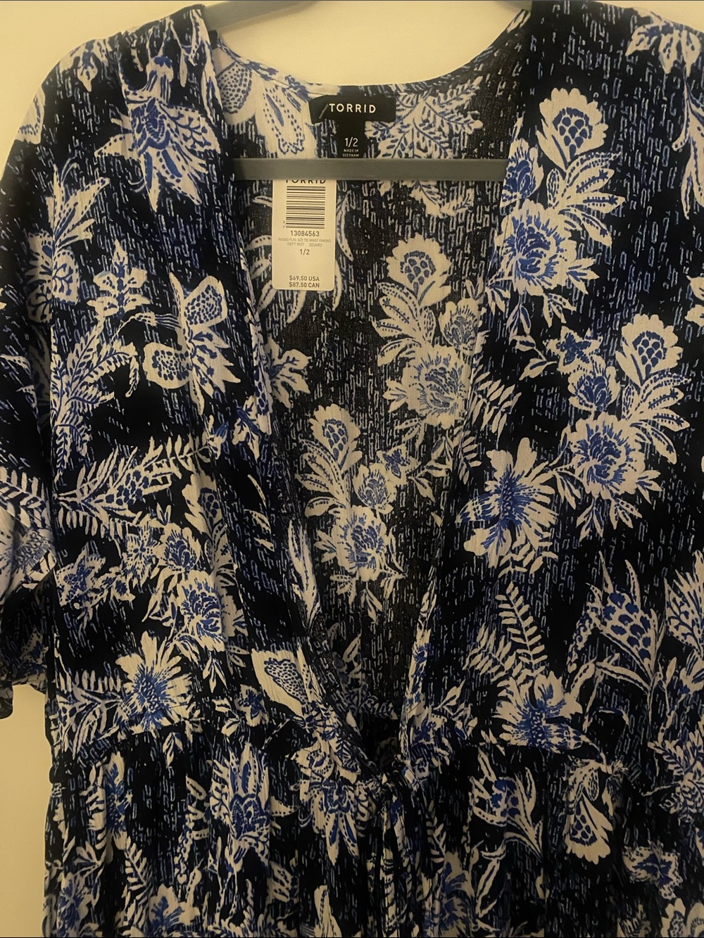 torrid Blue & White Floral Tie-Front beach cover up